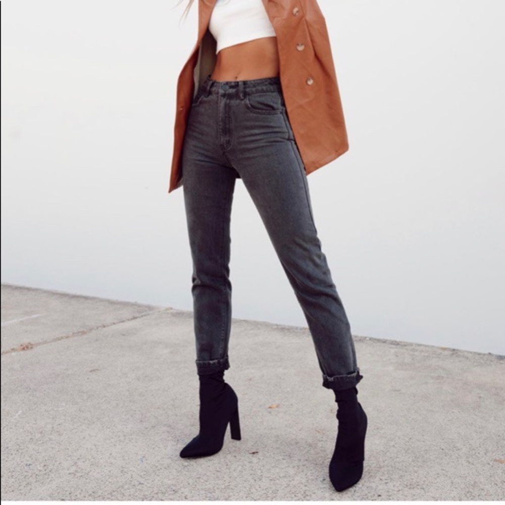 Princess Polly Black Distressed Mom Jeans